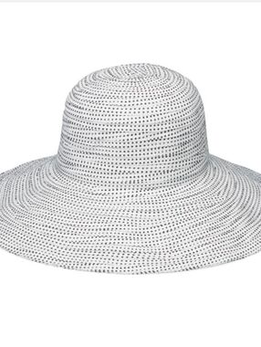 Wallaroo hat company scrunchie sun hat white black polka dots wide brim